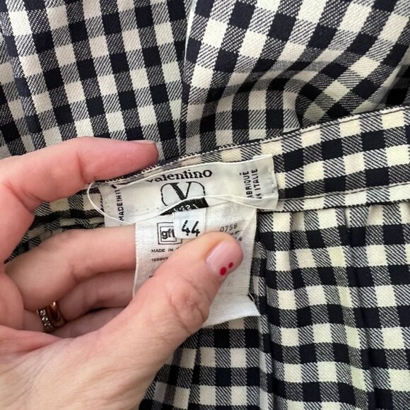 Valentino black white plaid A line wool skirt size 44 Us size 8 - Picture 4 of 4